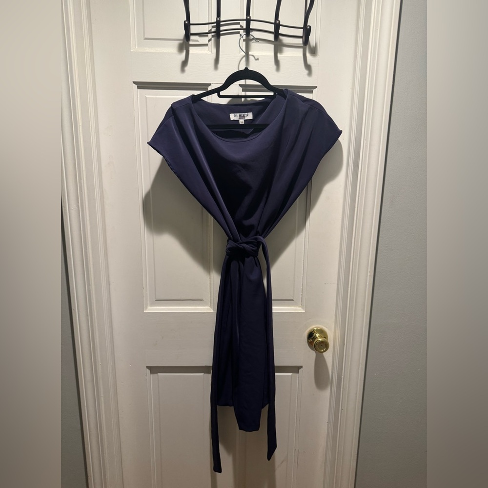 Of Mercer Sheath Dress with Removable Belt + Pockets - purple/blue